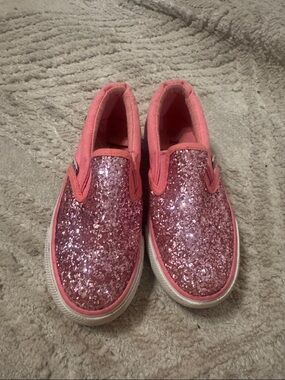 Mudd Girls' Pink Glitter Slip-On Sneakers
